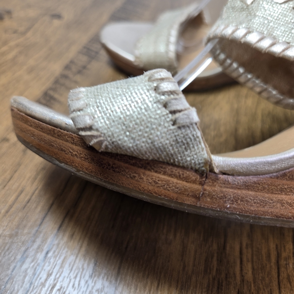 Jack Rogers Vanessa Soft Gold Stacked Wedge Sandals - Picture 13 of 15
